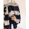 2026 Women's Korean Color Block Striped Knit Sweater - Autumn/Winter Loose Fit