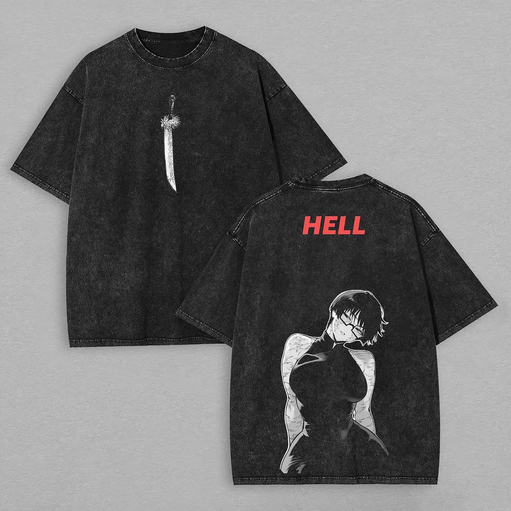 

Jujutsu Kaisen Anime Zenin Maki Graphic Tshirt Vintage Washed Oversized T Shirt Men Women Clothing Cotton Short Sleeve Tees S