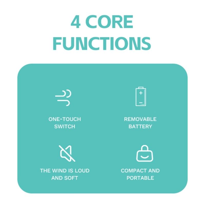 AM4 Battery Operated Handheld Fan Indoor Outdoor Use Ergonomic Handle Lightweight For Kids Adults Outdoor Travel