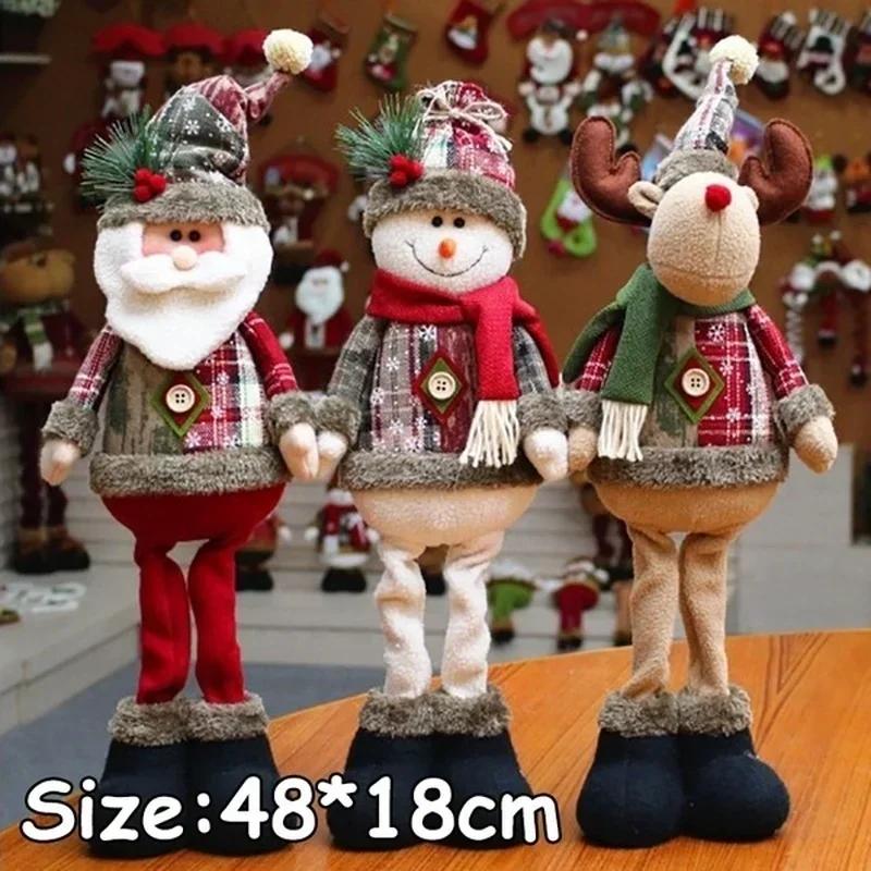Decorazione Natalizia Pupazzo di Neve Retrattile Renna Babbo Natale Plaid In Piedi Decorazione per la Casa Bambola Regalo per Bambini Decorazioni Anno Nuovo 2024