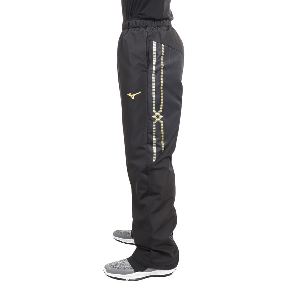 Mizuno Breath Thermo Gefütterte Warme Hose Größe XL Schwarz/Gold Wasserabweisend 32MFA630