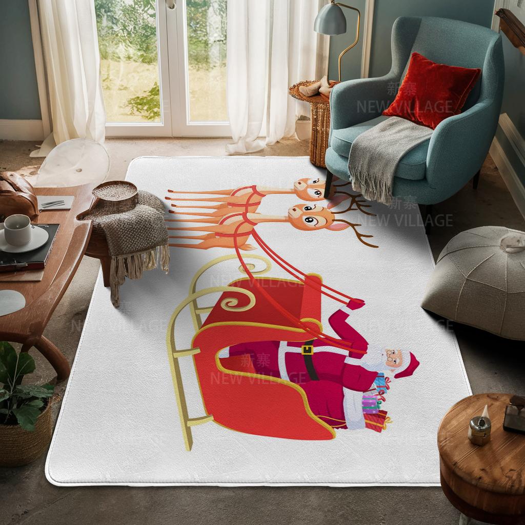 House Entrance Carpet Home Door Mat Living Room Bath Foot Bathroom Non-slip Water Absorption Rugs Bath Merry Christmas Winter