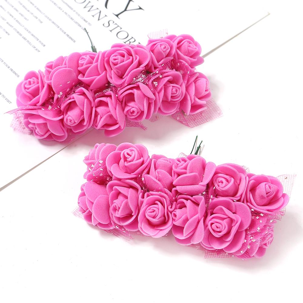 12/36/60Pcs Rose Artificial Flowers Bouquet Foam Fake Flowers Wedding Decoration for Home Room Decor DIY Craft Gifts Accessory
