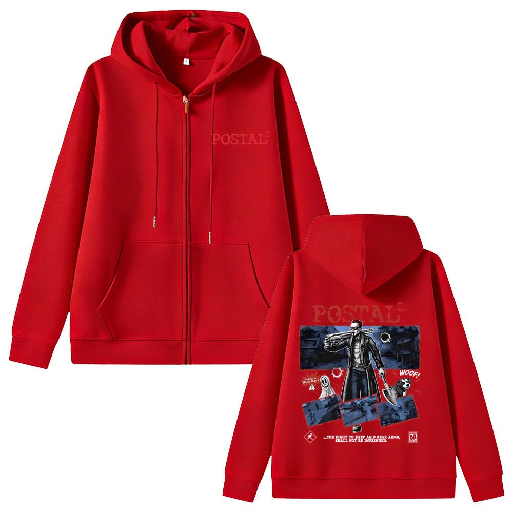 Postal Dude Graphic Zipper Hoodie Men Women Horror Gothic Rock Zip Up Jacket Male Vintage Fleece Cotton Hoodies