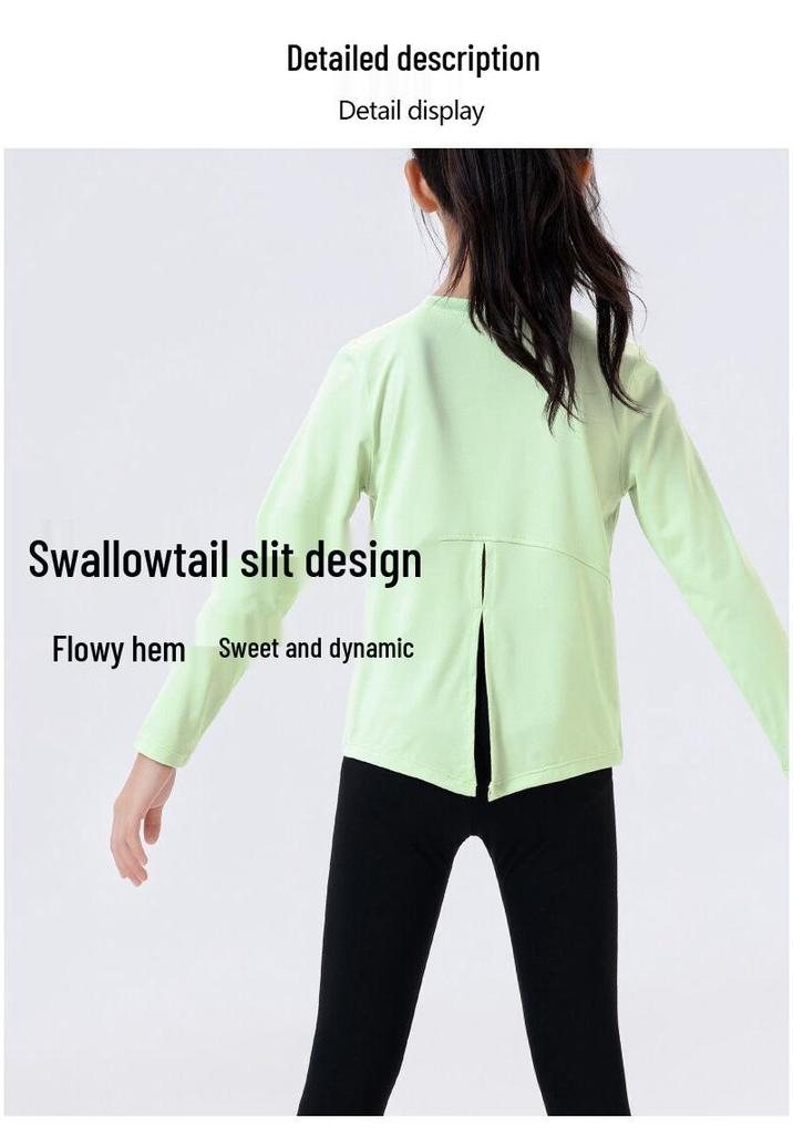 Girls' Quick-Dry Sports T-shirt: Breathable, Sweat-Wicking, Elastic, Ideal for Fitness and Yoga. Perfect for Spring and Autumn.