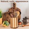 360° Rotating Wooden Utensil Holder Cooking Utensil Crock Waterproof Kitchen Cutlery Organizer for Countertop Utensil Holder