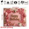 2D Blush Pink Floral Happy Birthday Backdrop Banner Photography Background