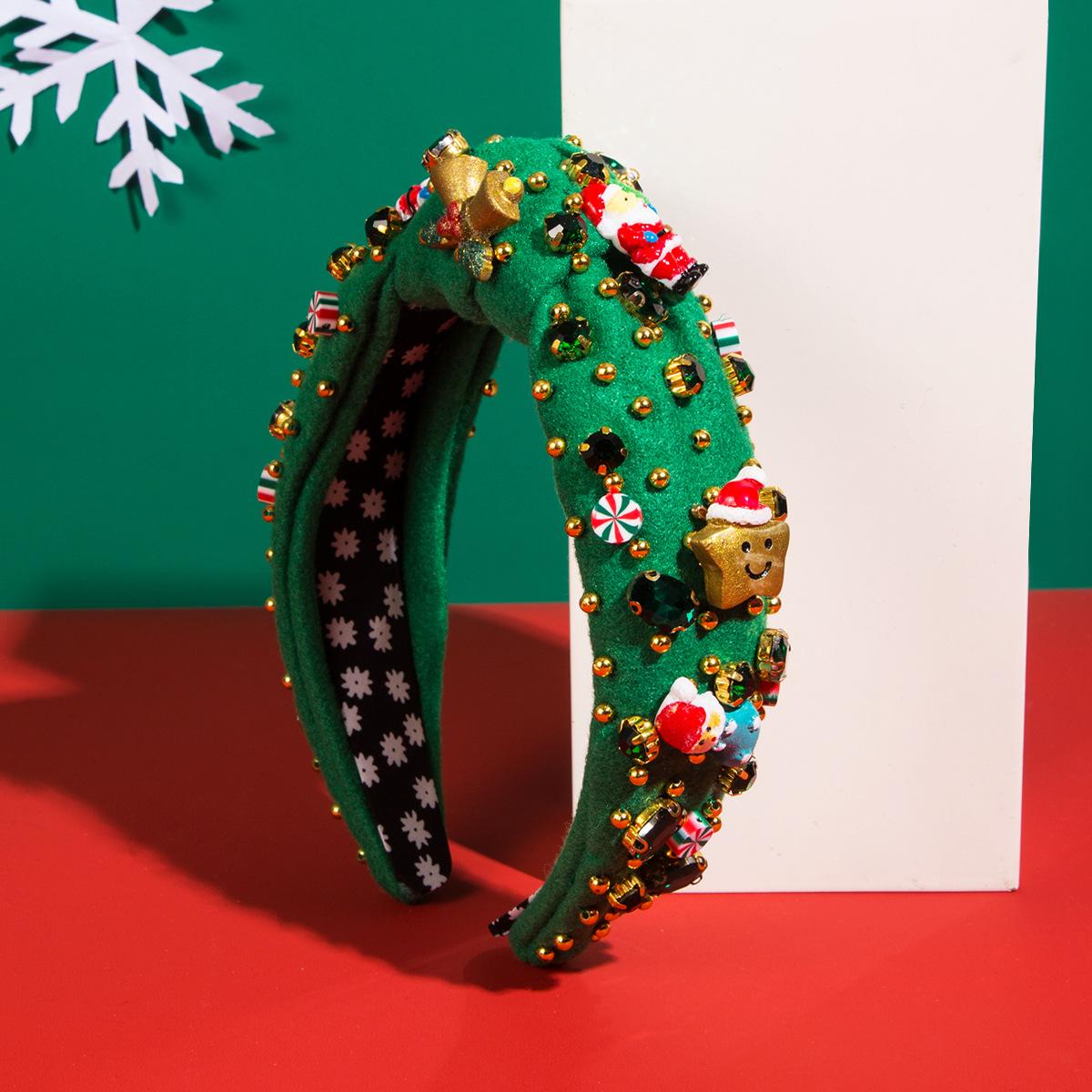 

Повязка на голову для женщин, рождественская красочная бирюзовая инкрустация кристаллами с широким краем, повязка на голову ярких цветов, универсальный головной убор One Size зелёный