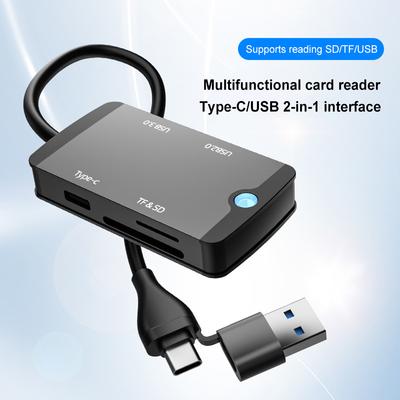 USB 3.0 Type C 5 In 1 Card Reader Flash Drive Smart Memory Card Reader SD TF Compact Flash Card Adapter for Laptop PC Phone