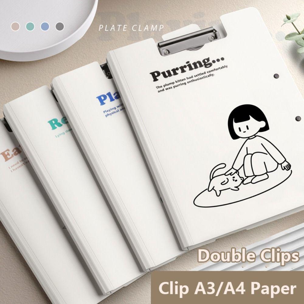 Dual Use A4 File Folder with Double Clips Memo Clip Board  Students Gift