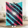 1pc Abstract Art Throw Blanket - Soft Flannel All-Season Cozy Blanket with Black/Red/Blue Color Block Design, 100% Polyester, Ma