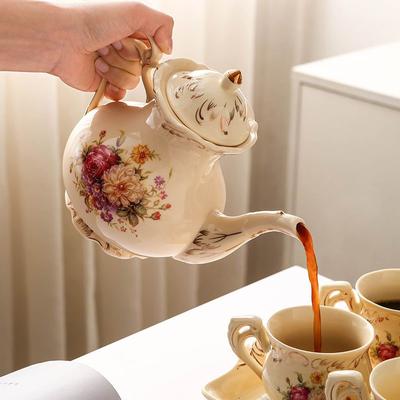 European Ceramic Coffee Cup Mug with Spoon 220ML English British Afternoon Tea Cup and Saucer Spoon Set 900ML Teapot Coffeeware