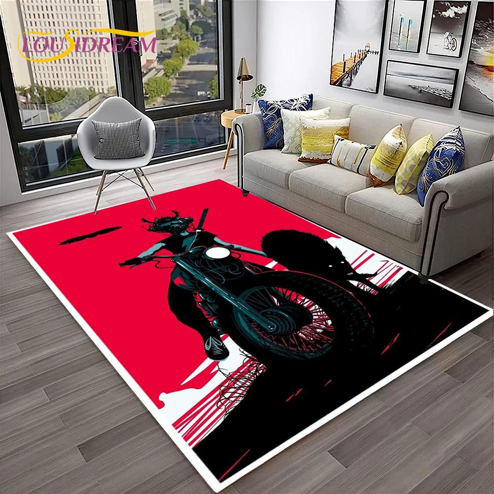 Vintage Motorcycle Retro Carpet Rug for Home Living Room Bedroom Playroom Sofa Doormat Decor,Kid Area Rug Non-slip Floor Mat