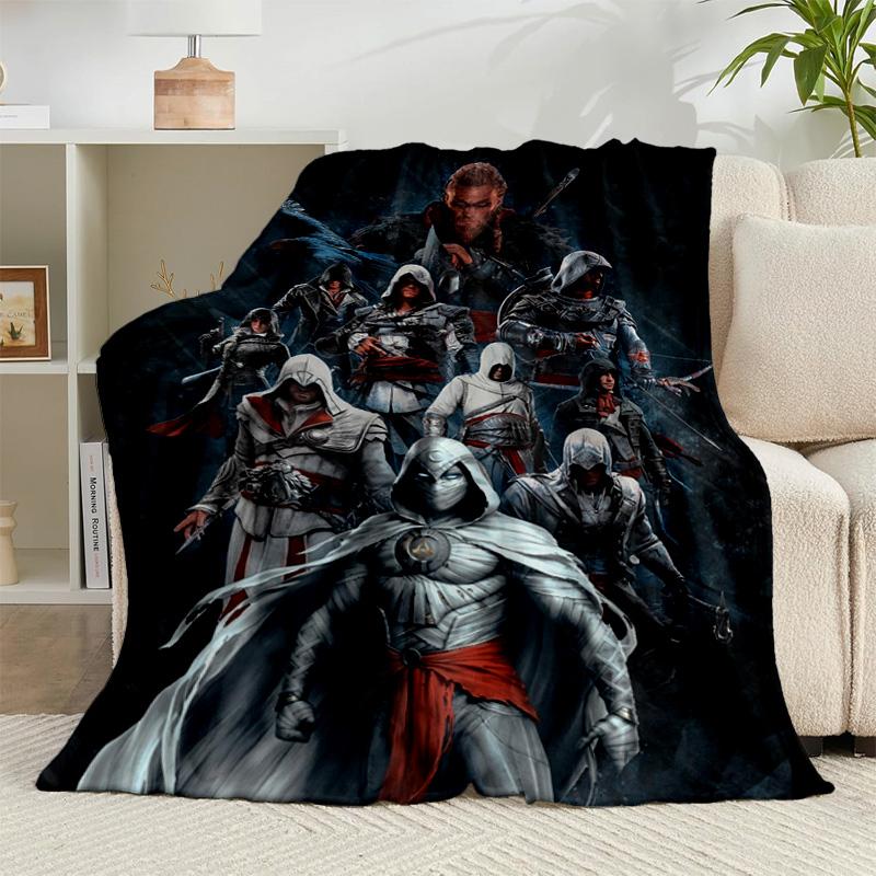 1PC Assass Warrior Flannel Blanket Gift, Suitable for Both Men And Women, Soft Ideal for Beds And Sofa, Birthday Or Christmas Gift