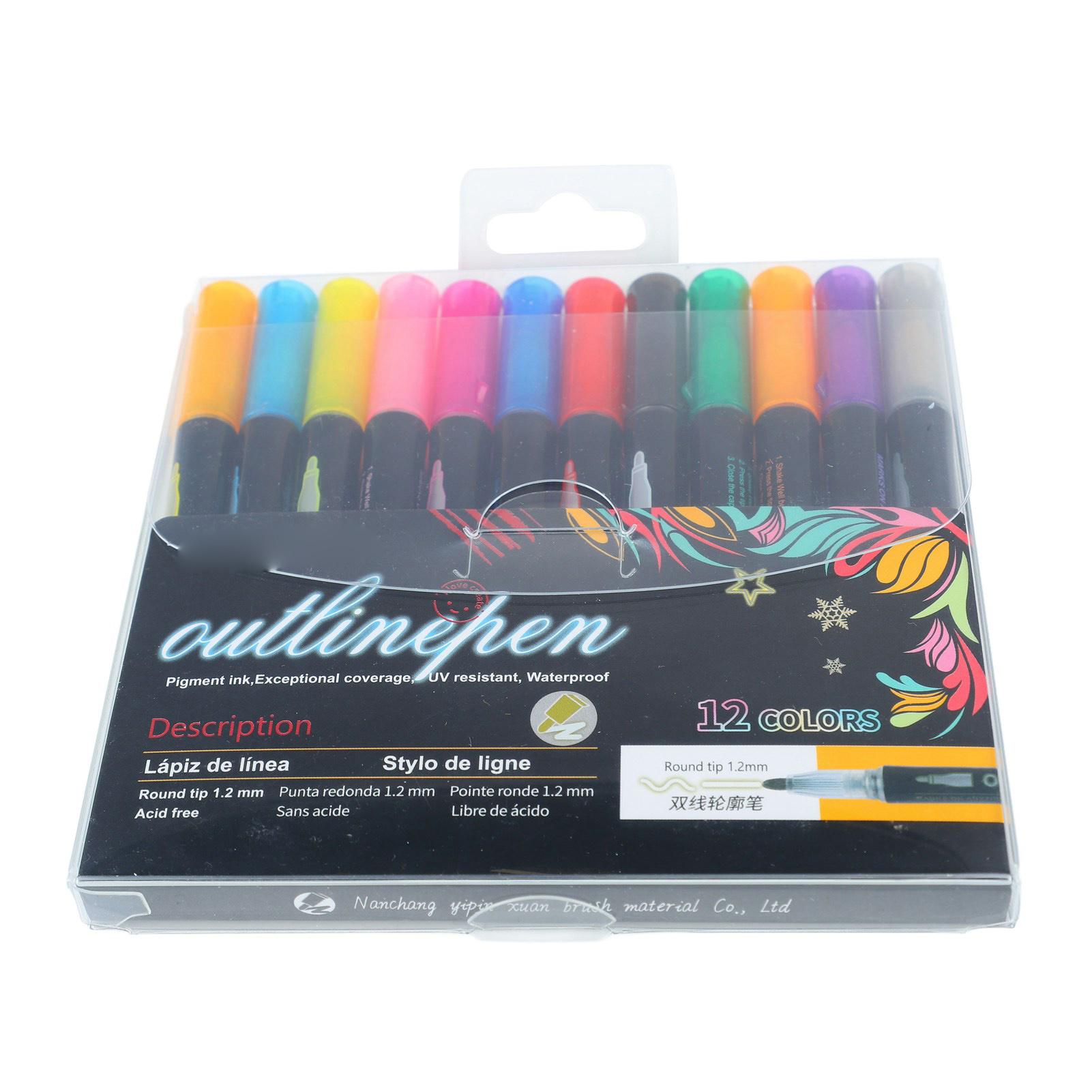 

12 шт. Хайлайтер Ассорти Цветов Круглый Фибровый Наконечник Быстросохнущий Нажимной Ручка для Заметок для