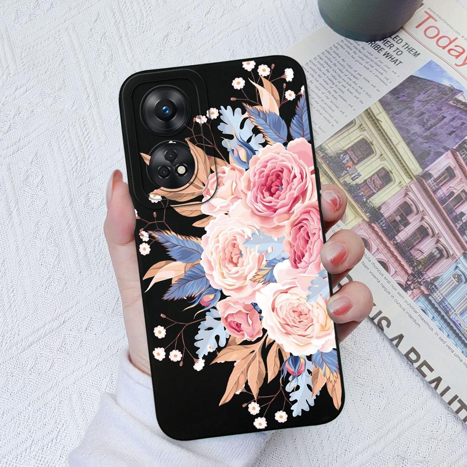 Phone Case For OPPO Reno 8T 4G 5G 8Z 8Lite Cover Cartoon Camera Protection Liquid Silicone Bumper For OPPO Reno8 T Fundas Gift