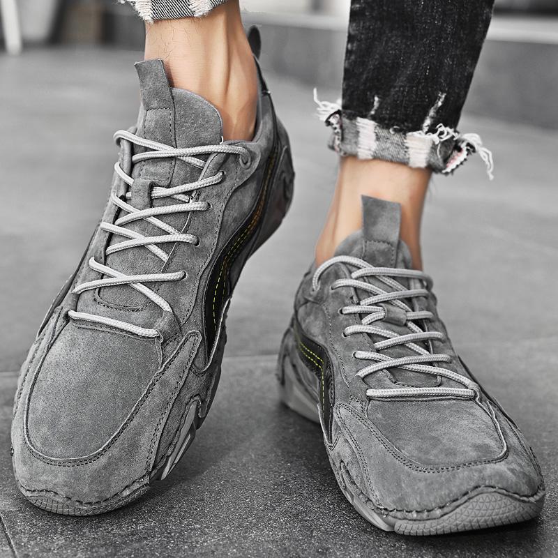 Neue Herren Freizeitschuhe aus echtem Leder Schweinsleder Ganzjahresschuhe Mode Ballerinas Bequeme Atmungsaktive Weiche Sportsneaker Größe 46