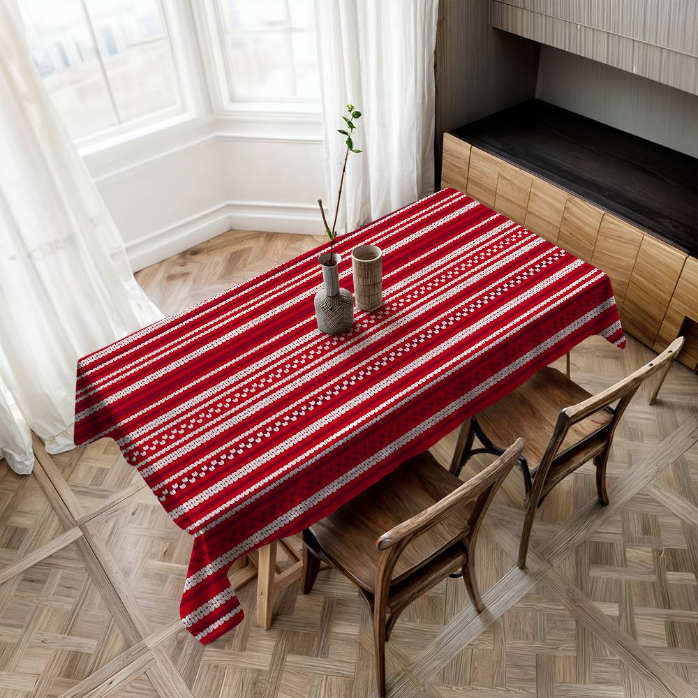 Christmas Pattern Table Stain Resistant Decorative Washable Polyester Tablecloths For Dining Table Parties And Wedding