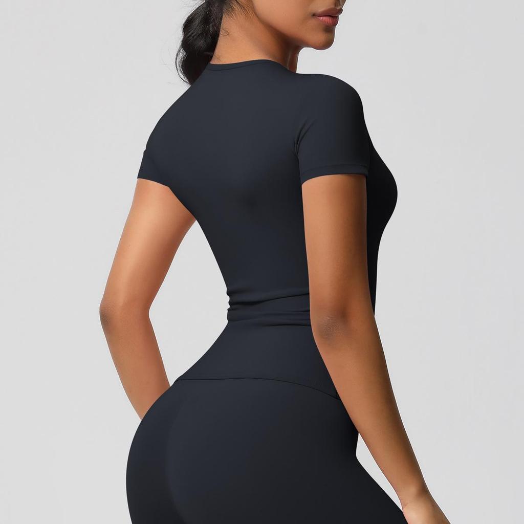 Damen Sport-T-Shirt mit doppelseitig gebürsteter Innenseite zum Laufen und für Yoga