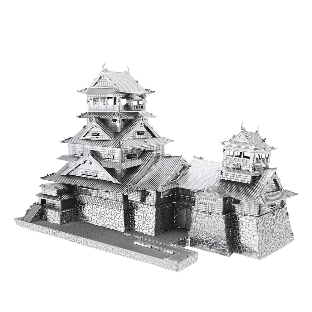 Tenyo Metallic Nano Famous Castles Historical Buildings Kumamoto Castle Stainless No Glue Laser Craft 3D Model of Three Famous Castles Puzzle, &