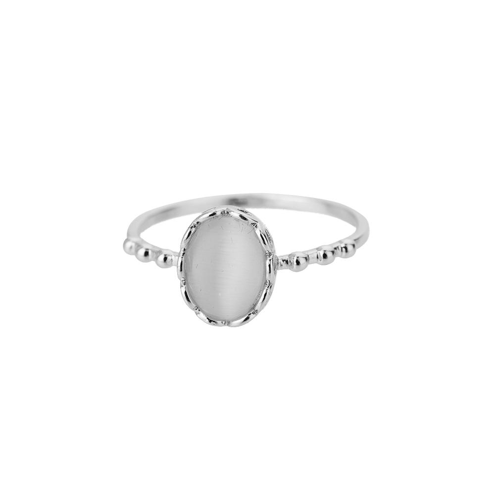 Anéis da Moda de Opala Branca para Mulheres Cor Ouro Aço Inoxidável Anel de Opala Joias de Casamento Noivado Presente de Aniversário