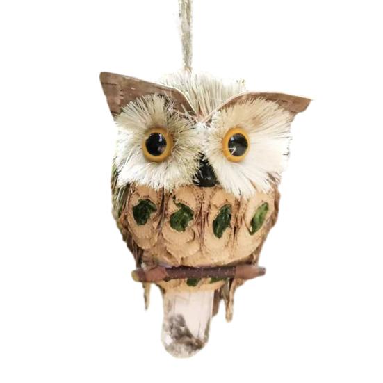 

Yousheng Owl Hanging Decoration Handcrafted Straw Owl Pendant Rustic Hanging Owl Ornament for Holiday Farmhouse Home Party Decor F