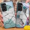 Geometric Pattern For Samsung Galaxy A15 5G 54 4G 51 50 24 35 90 71 12 51 53 52S 80 22 34 Black Tempered Glass Phone Case