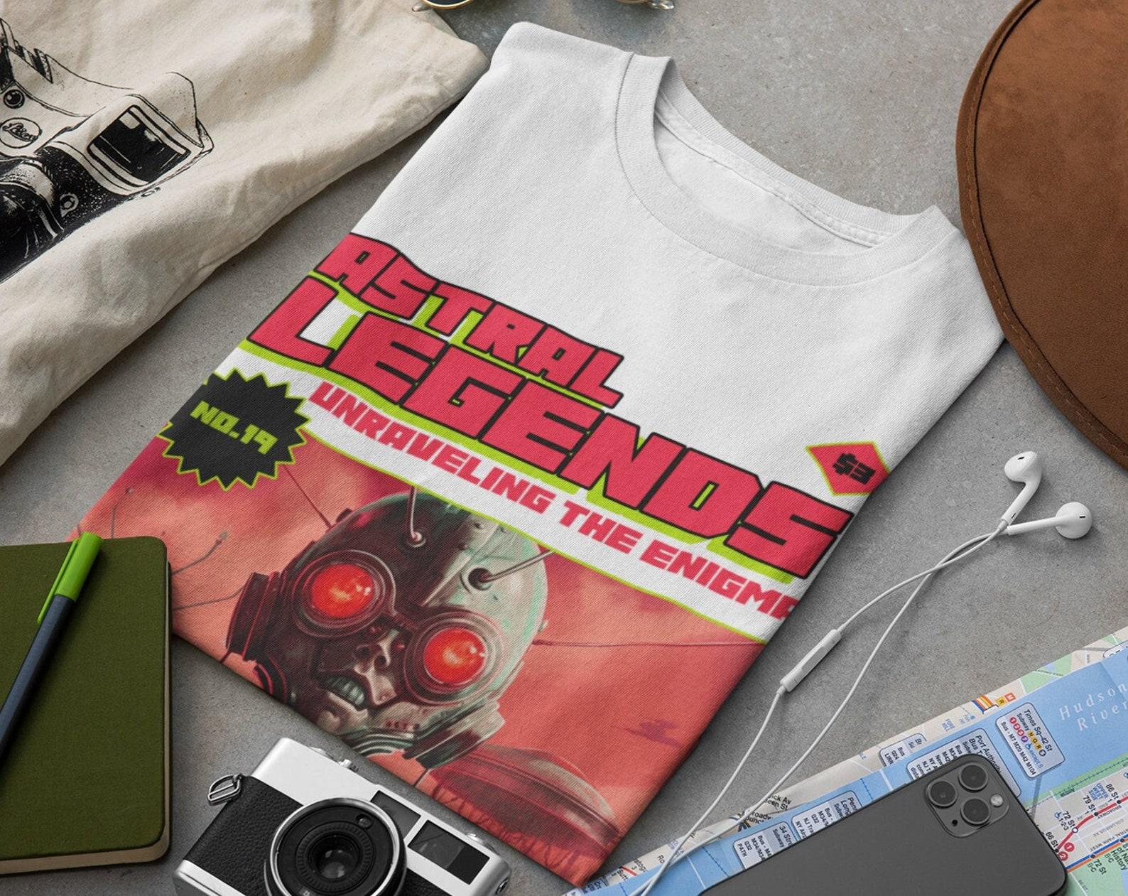 Retro Comic Book T-shirt: Galactic Knight Alien Graphic Novel 4XL