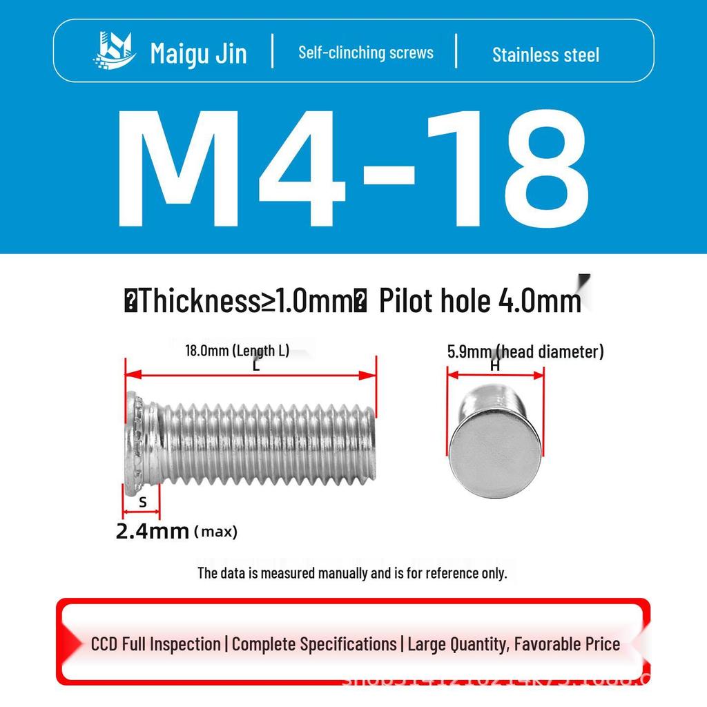 304 Stainless Steel Pressure Plate Cylindrical Head Rivet Screw (FHS-M2 M2.5 M3 M4 M5 M6 M8 M10)