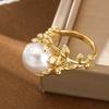 Retro-inspired Pearl-like Ladies' Ring. Copper Material. Plant-wrapped Fashionable and Unique Ring. Suitable for Gift