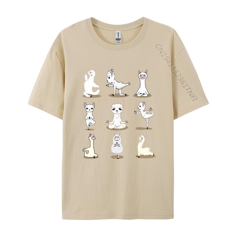 Llama Yoga Poses Yoga Peace Summer TShirt Casual Cotton Mens Tops T Shirt Normal On Sale T Shirt Black