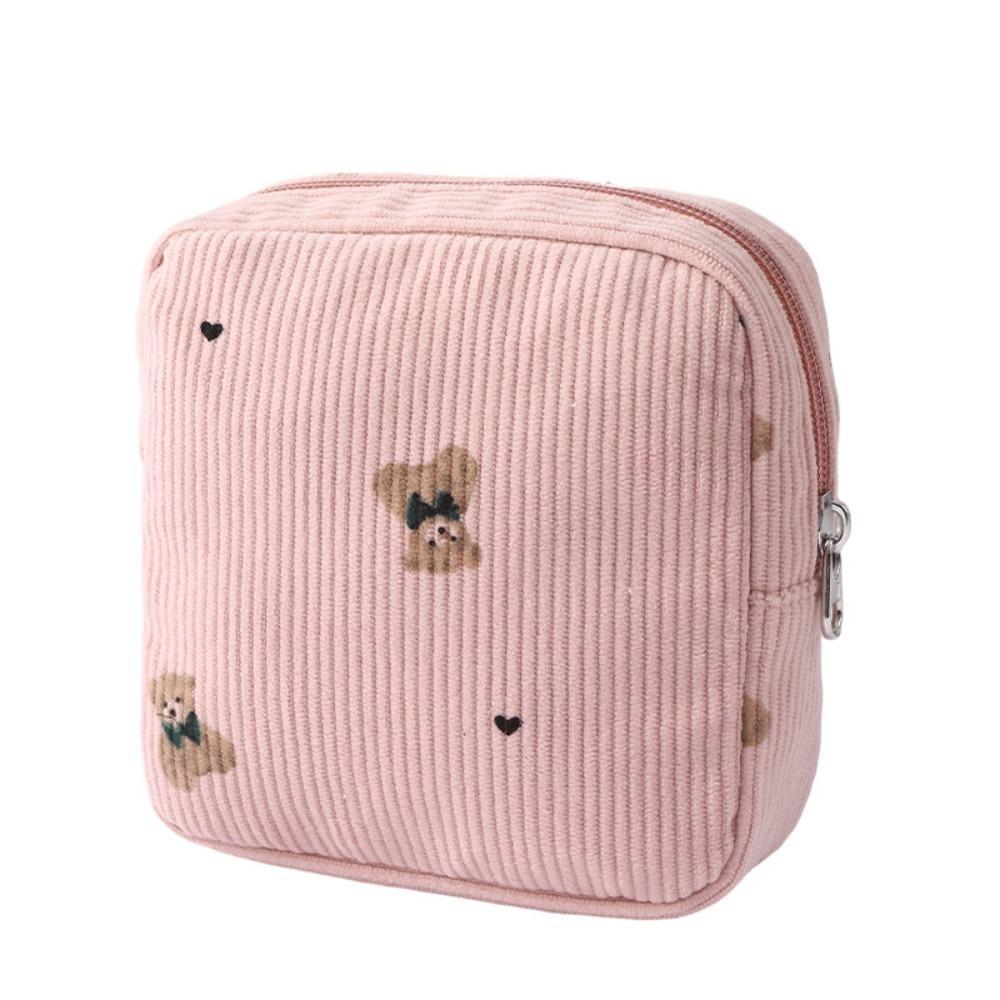 

Large Capacity Corduroy Travel Storage Bag Durable Dustproof Travel Wash Handbag Cartoon Corduroy Makeup Bag Space Saving