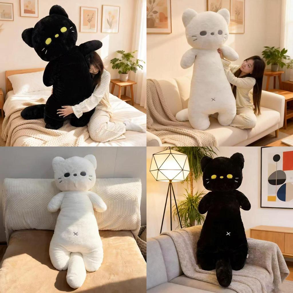 Cute Long Cat Plush Pillow Large Sofa Window Dec Pillow For Girls And Boys