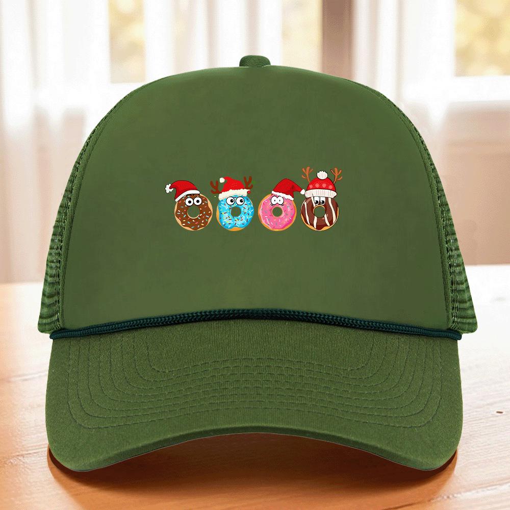 Christmas Sponge Mesh Cap: 6 Pattern Hot Stamped Logo Baseball Trucker with String Sun Visor