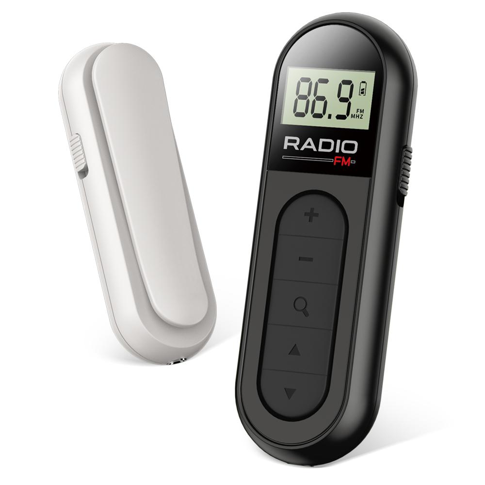 Mini Pocket FM Radio Portable Radio Receiver With Backlight LCD Display 3.5mm Headphone Receiving Antenna Type-c Chargin