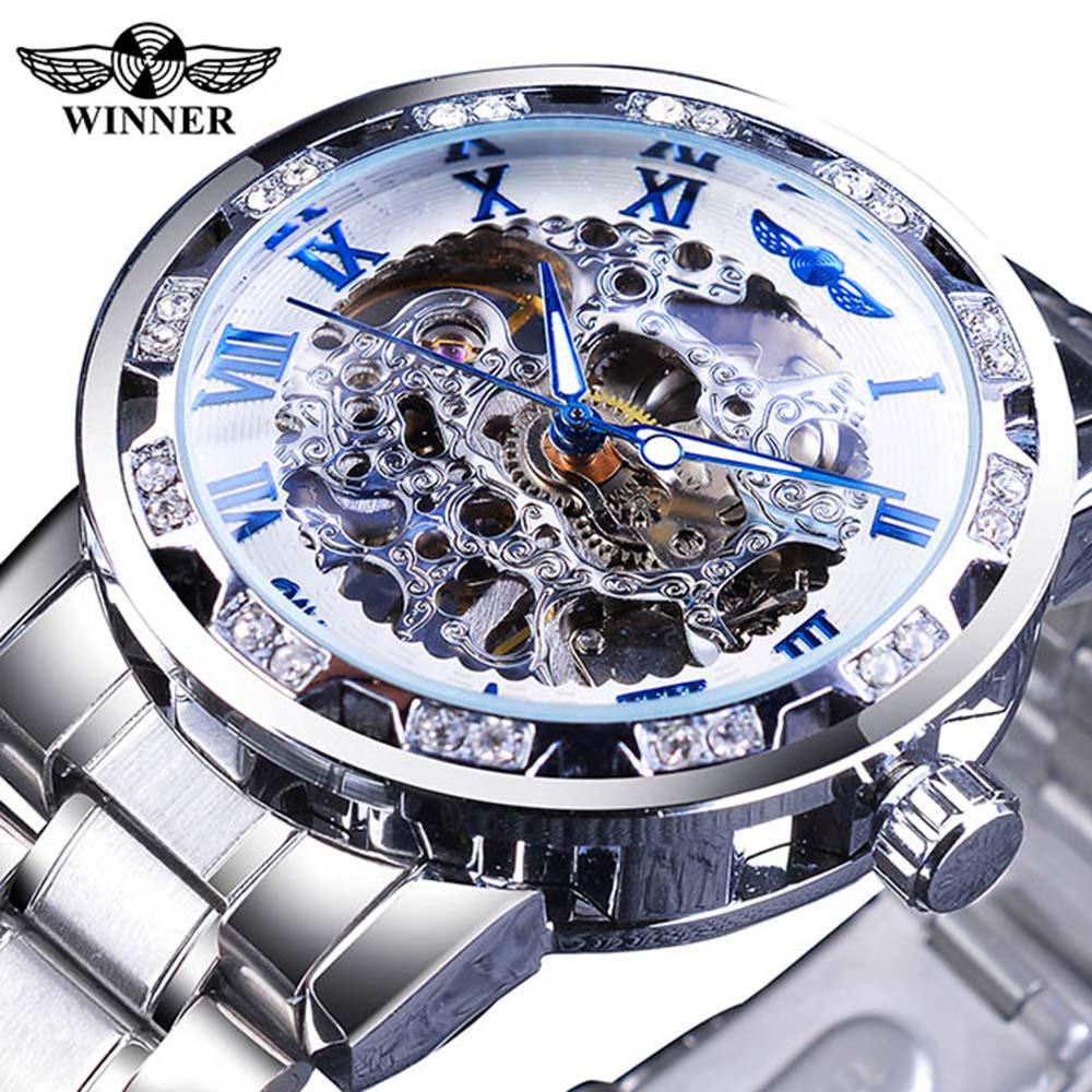 WINNER Transparent Mode Leuchtende Getriebe Bewegung Royal Design Männer Top Marke Luxus Männliche Mechanische Skeleton Armbanduhr