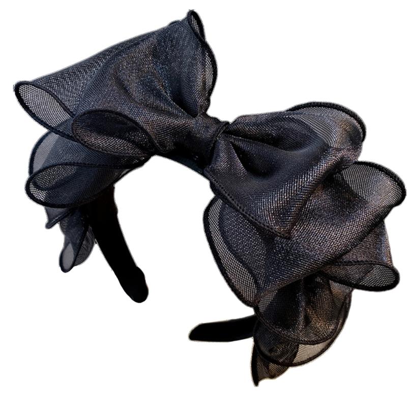 

Retro-Fashion Black-Bow Headband HairBands Elegant Mesh Bow HairBand Black Hair Accessories for Girls and Ladies 1