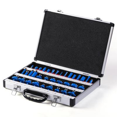 35-Piece Set 1/4 Handle Blue Window Aluminum Box Woodworking Milling Cutter Trimming Knife Fillet Knife Bevel Knife Fillet Knife Diy Worker