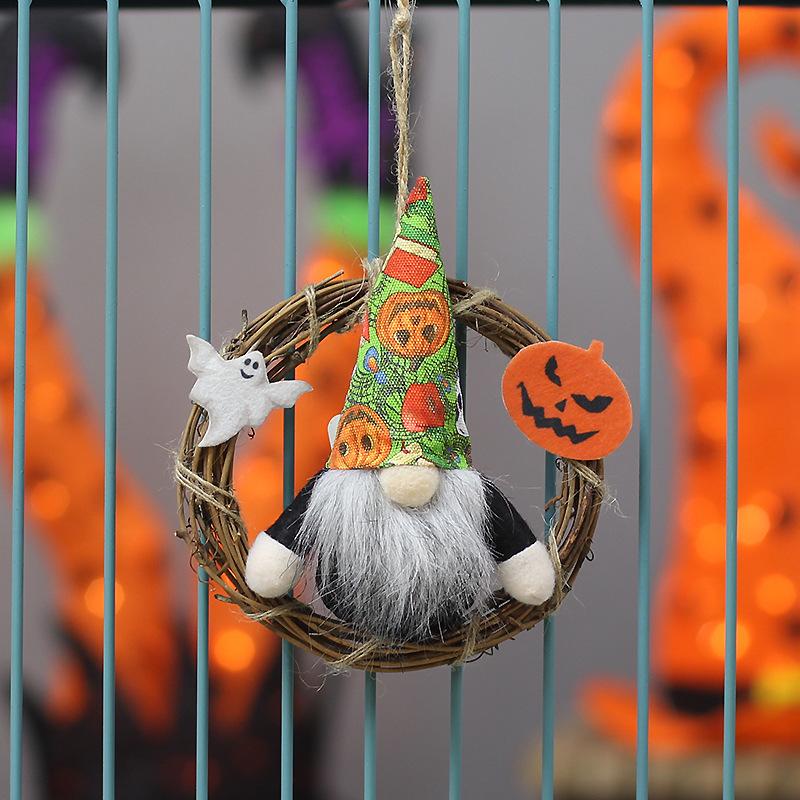 Cross-border direct supply Halloween wreath rattan weaving wall hanging window ghost festival faceless doll scavenger rattan dec