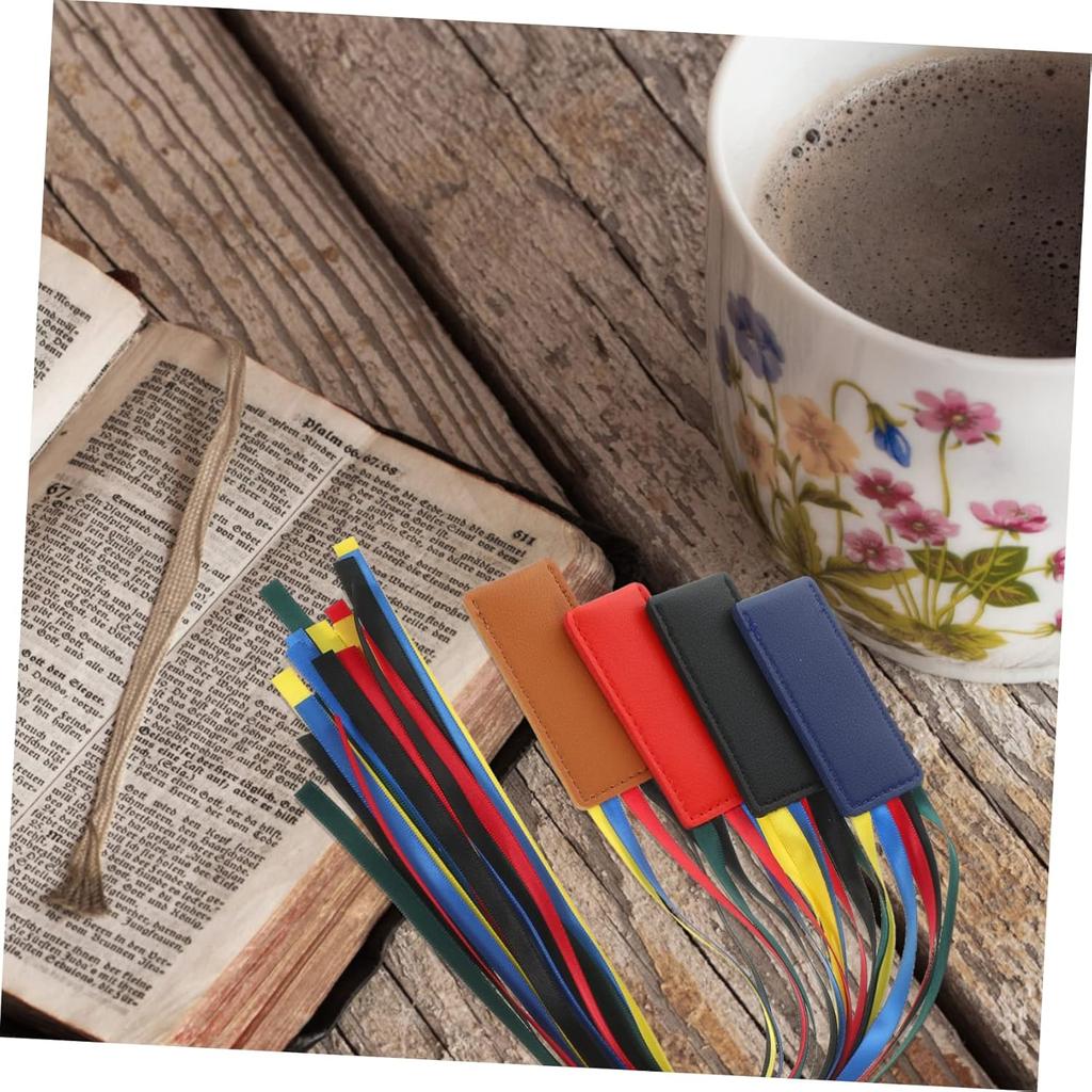 Ciieeo 4pcs Leather Ribbon Bookmark Ribbon Markers Bible Book Marks Leather Page Markers Bible Verses Bookmarks Bible Book Markers Ribbon Page