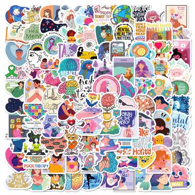 100 Girl Mental Health Theme Series PP Waterproof Stickers DIY Tablet Laptop Stickers