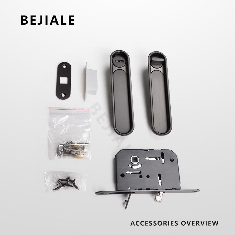 Pocket Door Wooden Sliding Door Lock Sliding Door Lock With Side Handle Balcony Kitchen Bathroom Invisible Door Hook Lock