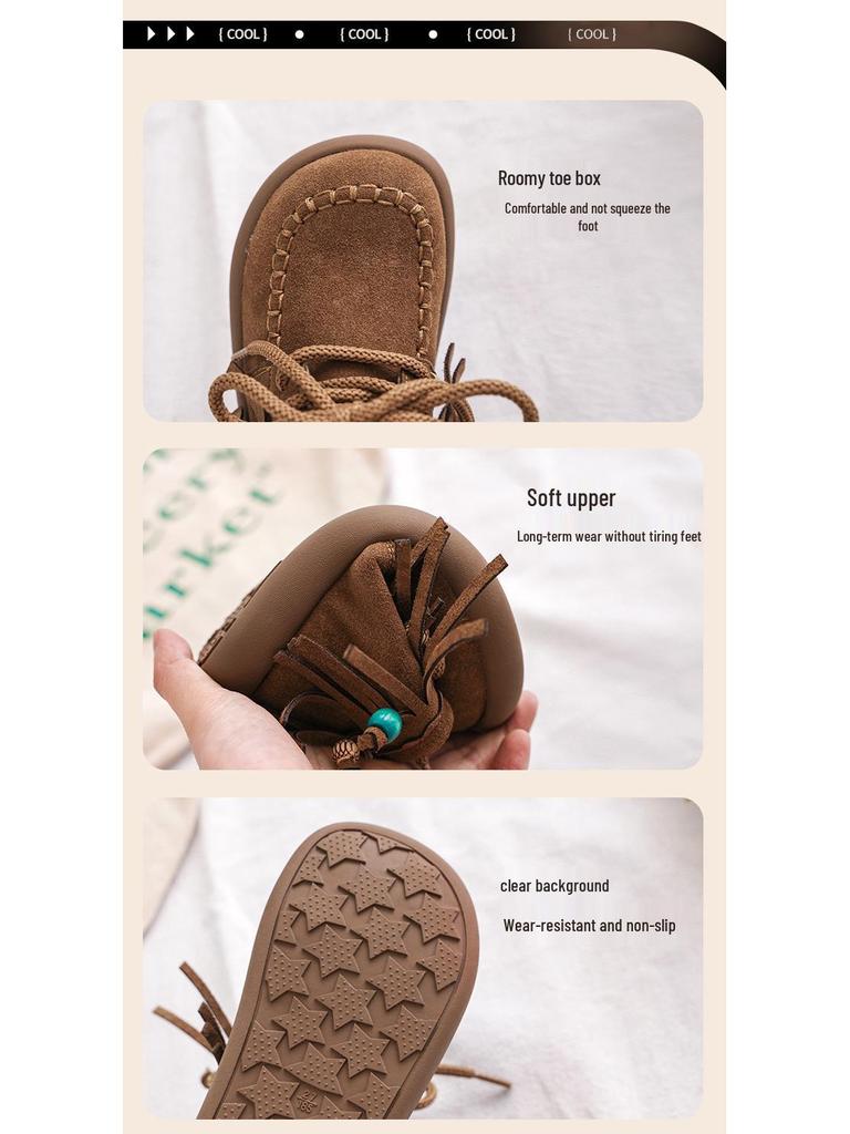 2025 Mädchen Retro-Stil Wildlederstiefel mit Perlenquaste - Herbst/Winter-Kollektion