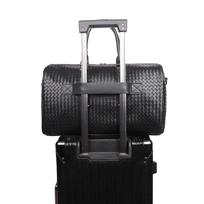 Travel bag European and American fashion woven large-capacity pu fitness bag business trip boarding bag men's business storage accommodation bag