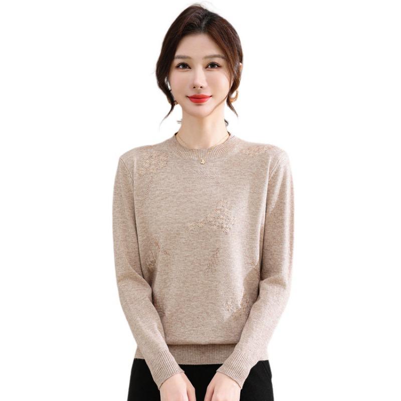 Winter warm knitted sweater, middle-aged and elderly clothes, autumn and winter new top, middle-aged mother sweater women's clothing
