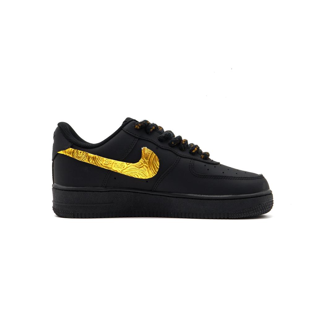 Nike Air Force 1 Low Top Skateboard Shoes Unisex Black Gold CW2288-111(Team500-QD)
