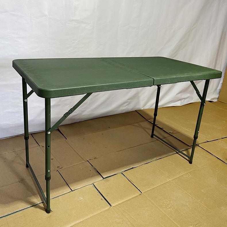 Adjustable Outdoor Folding Picnic Table - Three-Gear Portable Rectangular Camping Table зелёный
