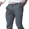 Men Pencil Pants Solid Color Long Trousers with Pockets Mid Rise Regular Fit Zipper Button Placket