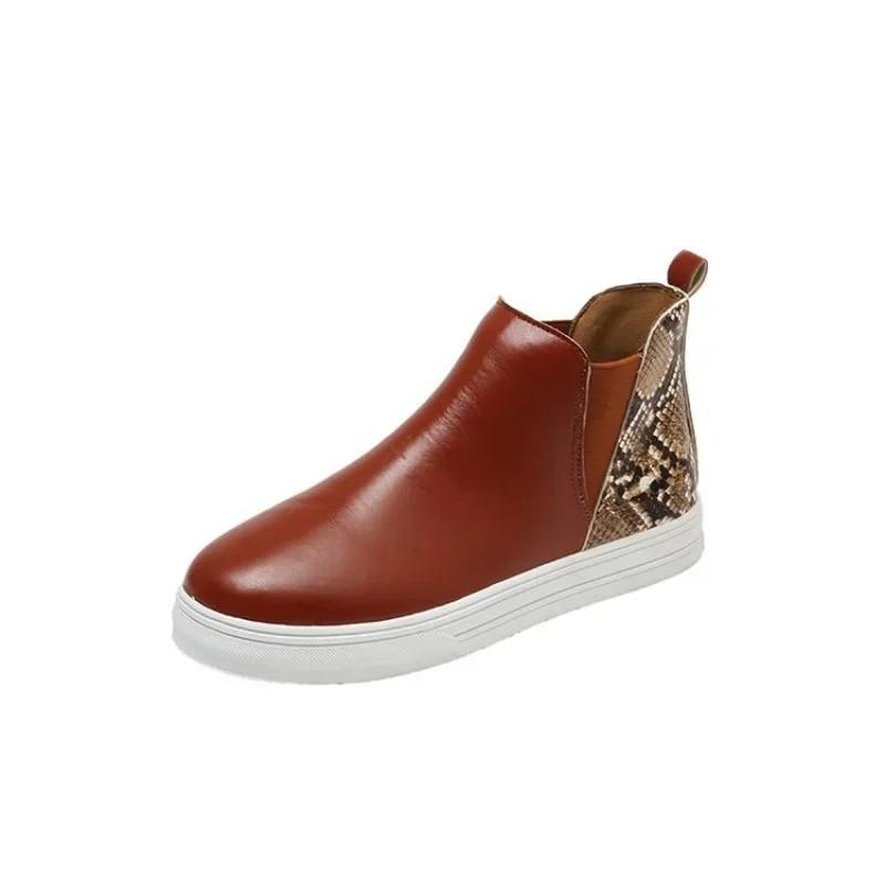 Plus Size 43Fashion Short Boots Women  Flat Bottom Casual Shoes for Women Serpentine Ankle Boots for Women Zapatos De Mujer 2024