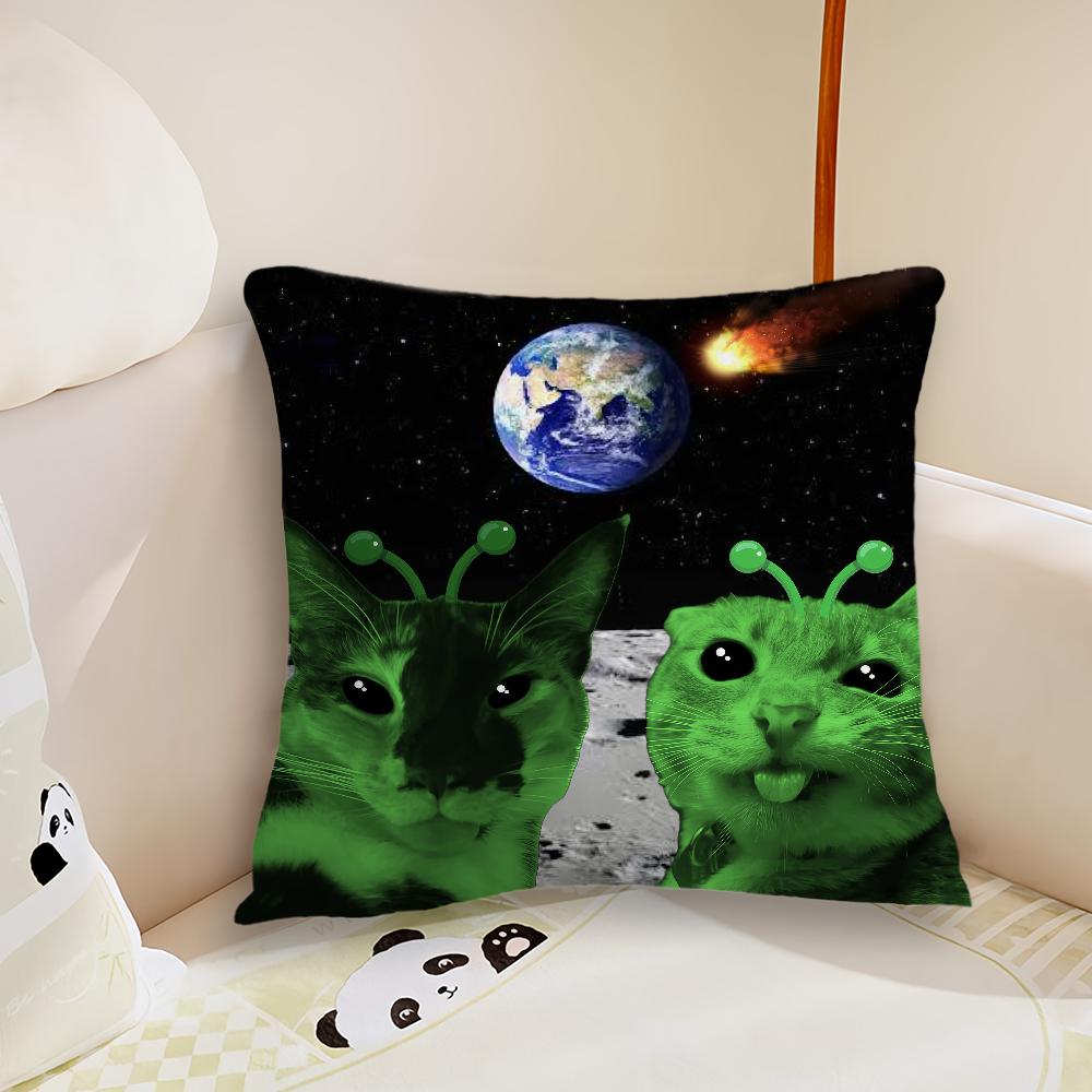 Funny Silly Cat Meme cushion cover Plush Fabric Soft Double Sided Print Sofa Cushion Cover Throw Pillow Covers